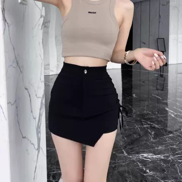 Summer 2024 New High Waist A- Line Skirt Women's Korean-style Slimming Spice Girl Style Skirt Pleated Design Sense Hip Skirt - ShopShipShake