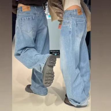 Korean Niche Brand Er* 25 New Model Jennie Style Loose Straight High-Waisted Jeans Wide-Leg Pants Korean Niche Brand Er* 25 New Model Jennie Style Loose Straight High-Waisted Jeans Wide-Leg Pants