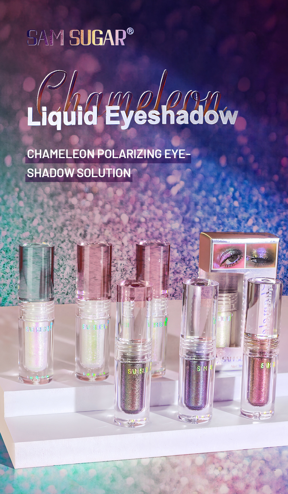 SAM SUGAR Chameleon Pearlescent Liquid Eyeshadow, Farbwechselnd, Aufhellend, Feiner Glitzer, Festtags-Look_voghion.com