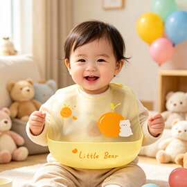 儿童硅胶围兜宝宝吃饭兜超薄围兜婴幼儿立体围嘴超软薄口水兜围巾