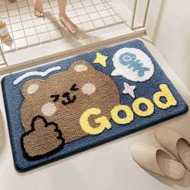 卡通仿羊绒地垫浴室门口吸水防滑垫耐脏耐磨易打理地垫一件代发