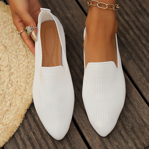 Summer Large Women's Flat Pointed Knitted Single Shoes, European and American Style, Casual and Comfortable