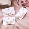 Fashionable golden earrings from pearl, European style, flowered, 3 pair, wholesale