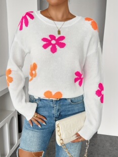 O 43961 Colorful Intarsia Knit Sweater ײɫǶ��ë�� ���l