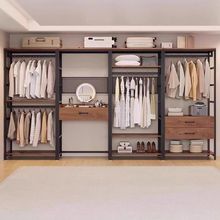 开放式衣柜步入式衣帽间卧室衣帽架落地挂衣架组合转角收纳架子