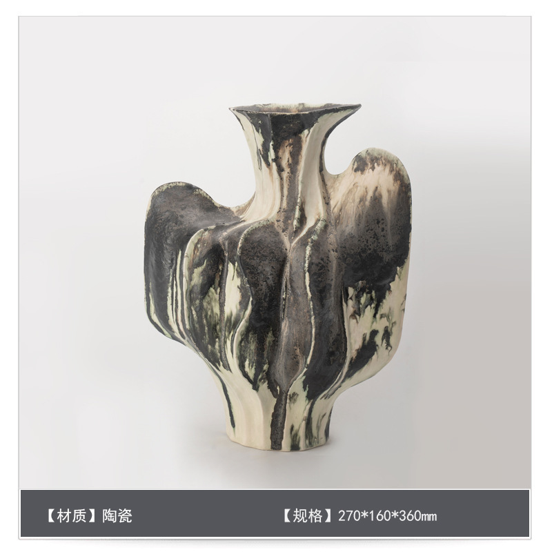 中世スタイルのセラミックフラワー花瓶装飾アートB&Bモデルルームゲストテーブルハイエンドフラワーアレンジメント装飾|undefined