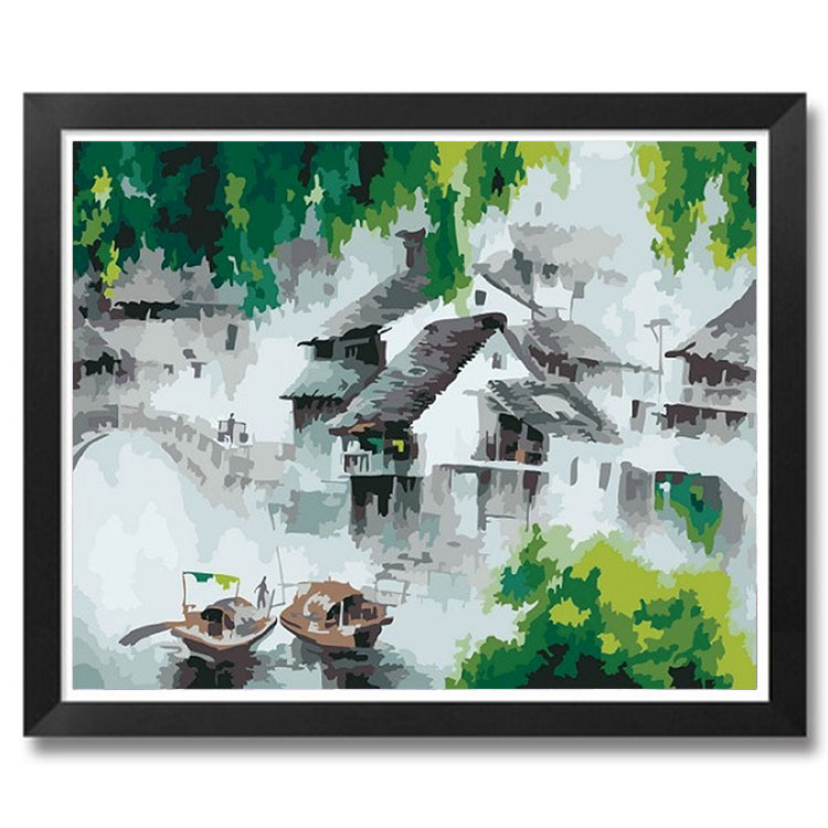 Pintura al óleo digital DIY al por mayor, paisaje costero, arquitectura, pintura decorativa para colgar en la sala de estar, pintura decorativa de villa costera, 30*40*5 image 23