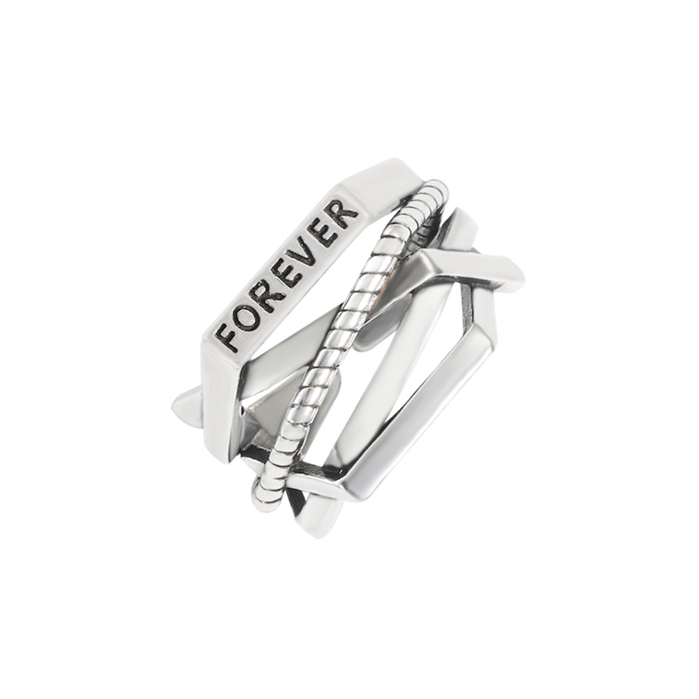 Europäischer Und Amerikanischer Retro-alter Alter Silber Ring Grenz Überschreiten Der Heißer Verkauf Hip-hop Punk-stil Offener Ring Kupfer Ring Großhandel display picture 3