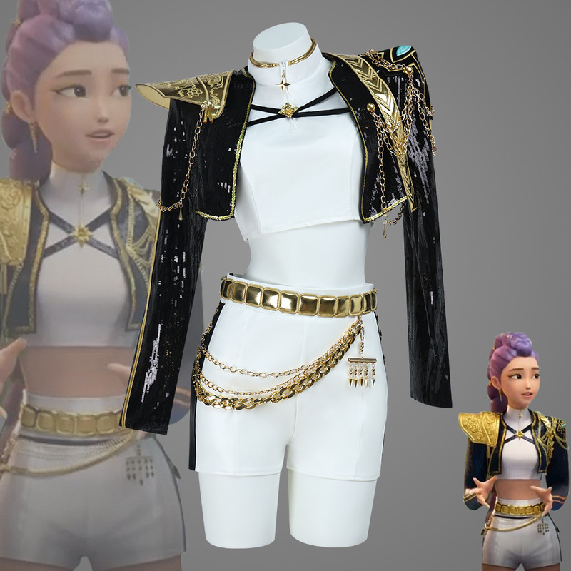 跨境Demon Hunters猎魔女团Golden黑金打歌服 鲁米佐依米拉cos服|undefined