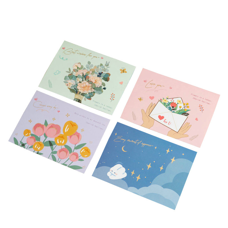 Tarjeta de felicitación con ramo de flores plegado en papel dorado para el Día de la Madre, tarjeta de felicitación con mensaje de bendición de floristería, sobre al por mayor