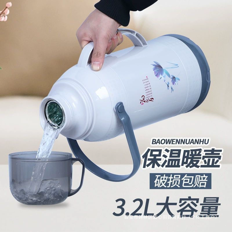 Plastic capacious thermos for home use, glass liner for elementary school students