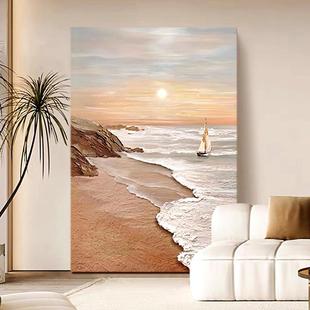 Sunrise Pure Hand-painted Art Oil Painting Cream Style Living Room Entrance Decorative Painting Large Floor Sofa Background Wall Hanging Painting