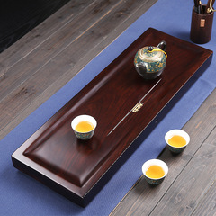 【Dry and Wet Use】 Ebony Wood Tea Tray Simple Creative Household Whole Block Solid Wood Gongfu Tea Sea Japanese Small Tea Table 