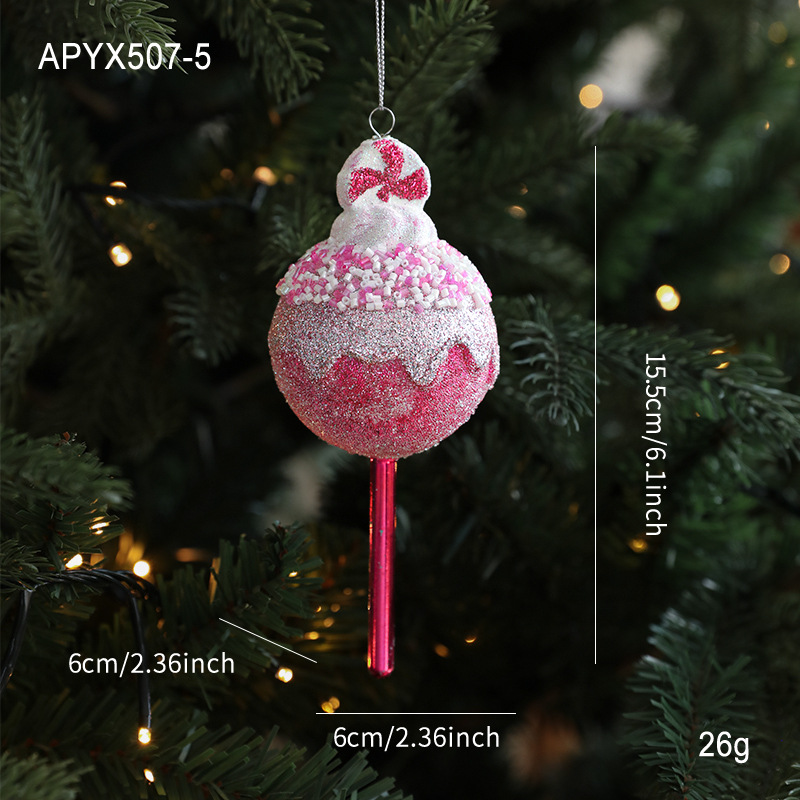 Nuevo producto colgante de plástico rosa rosa rosa de color colgante de dibujos animados pastel oso árbol de Navidad decoración de ventana