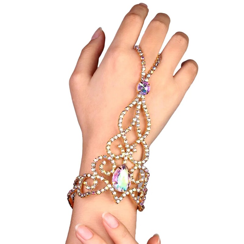 European and American style exaggerated finger Bracelet bohemian feng shui drip diamond Bracelet female personality accessories Bracelet