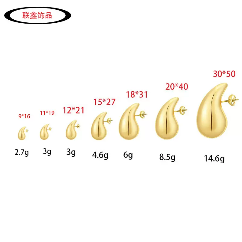 高级设计感18K金胖乎乎水滴钛钢耳环INS女性时尚百搭几何耳环批发