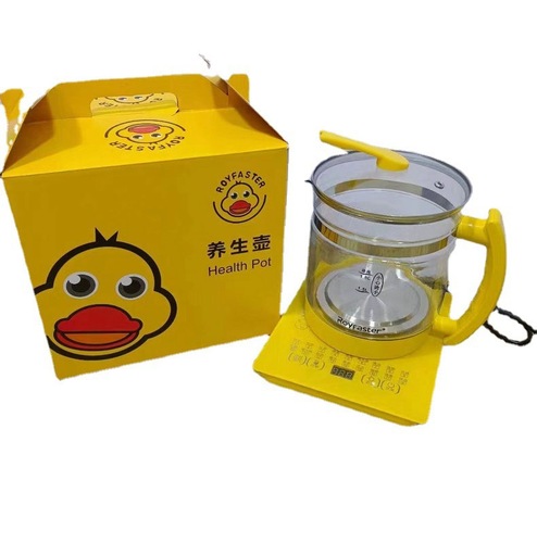Little yellow duck integrated pot 1.8L glass health pot anti-scalding handle touch-type multi-functional flower tea pot split pot