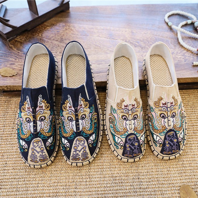 Summer Round Toe Canvas Ethnic Low-top Social Shoes Fisherman Shoes Slip-on Men's Fashionable Chinese Old Beijing Cloth Shoes