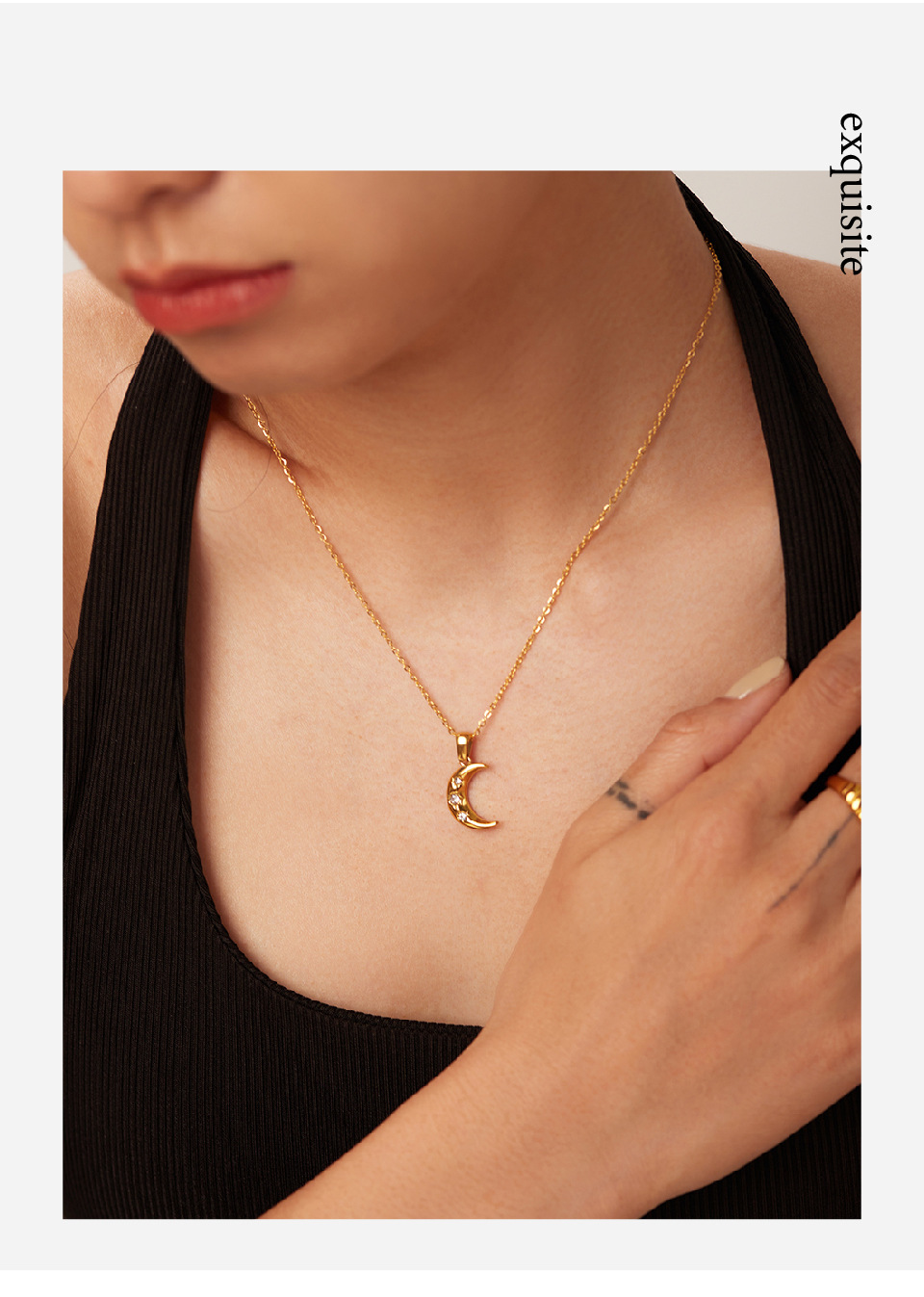 Fashion Geometric Stainless Steel Diamond Necklace