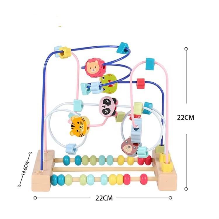 Educación temprana transfronteriza de madera multifuncional hilo de perlas de color de gran envoltura de perlas de pares de juguetes de perlas de interacción de padres e hijos juguetes de puzzle