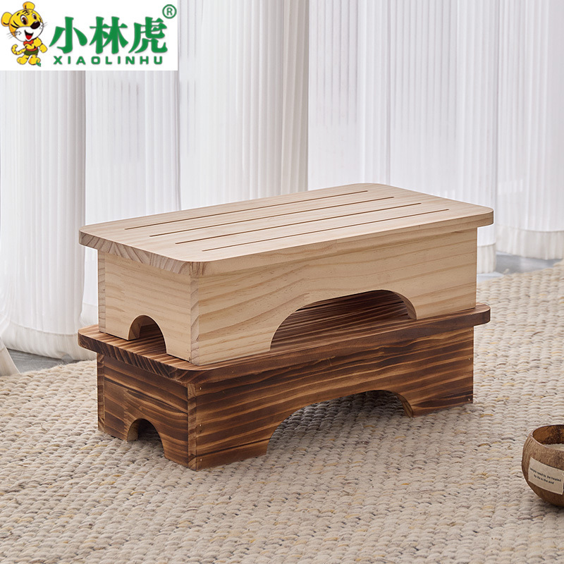 Solid Wood Small Bench Foot Stool Bedside Ottoman Sofa Stool Table Cushion Under Table Stool Solid Wood Eleurizer