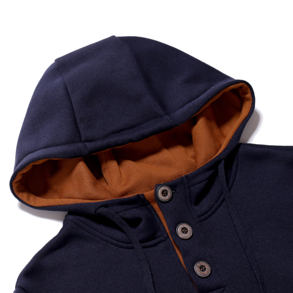 24 Nuovi arrivi Autunno/Inverno: Felpa con cappuccio dal design aperto e decorata con bottoni, taglia grande, pullover color-block_voghion.com