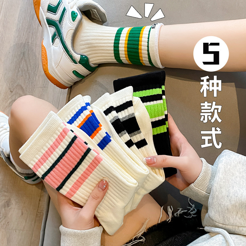 Spring New Sports trend Klein blue TikTok Net red same style pile socks women Korean style ins style warm European goods