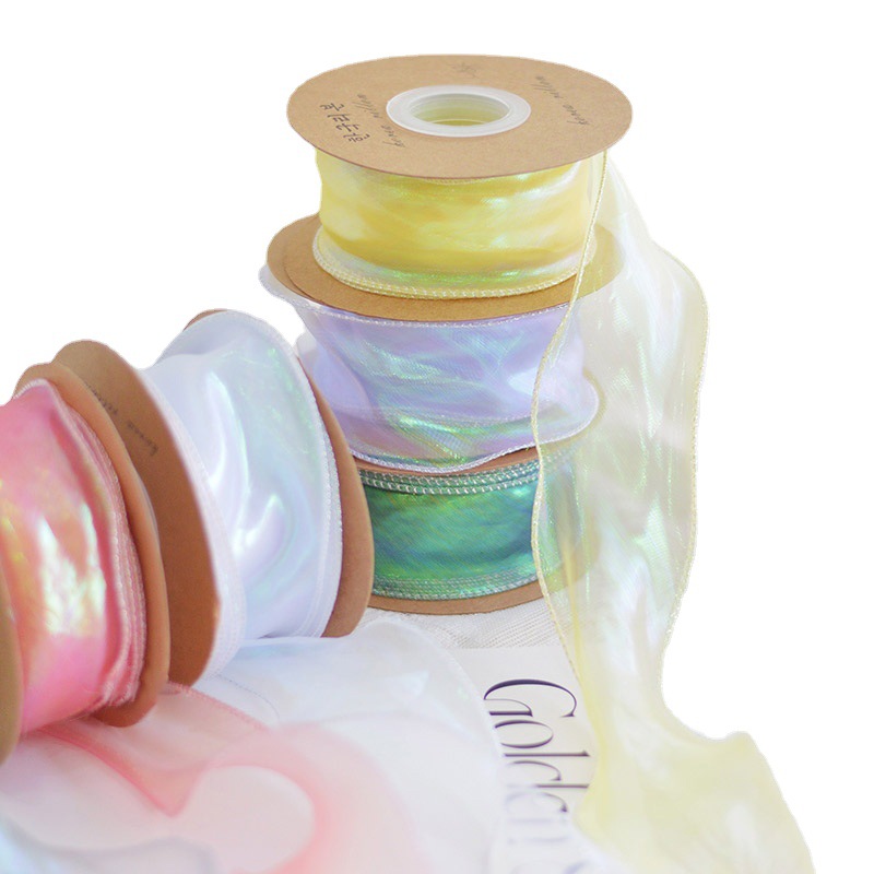 4cm colorido hilo de cola de pescado al por mayor embalaje de la flor Borde de copia hilo de pulverización ramo decoración arco colorido hilo banda