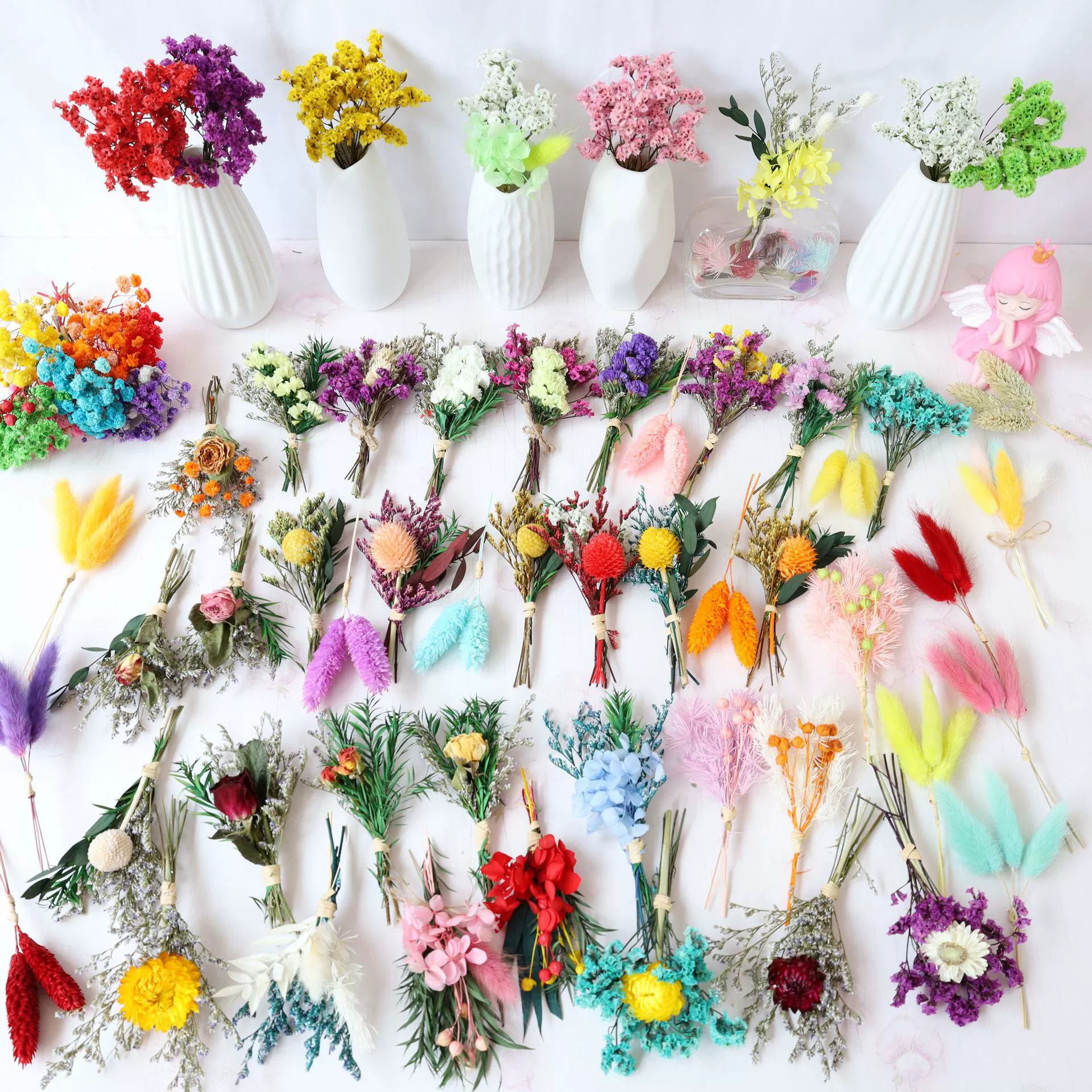 Мини-букет из сухоцветов для творчества, набор для самостоятельного составления букетов, подарочная коробка для свадебных сувениров, открытка, декор для подарков