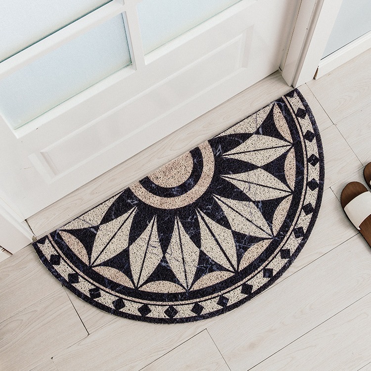 Luz de estilo europeo alfombra de puerta de lujo hogar dormitorio puerta de entrada alfombra semicírculo pie estera antideslizante estera de la puerta