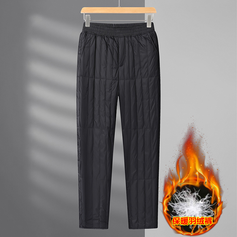 Men's Thick Down Pants, 2025 Winter New Style, Mid-aged Business Casual, Simple, Warm and Comfortable Straight Leg Pants