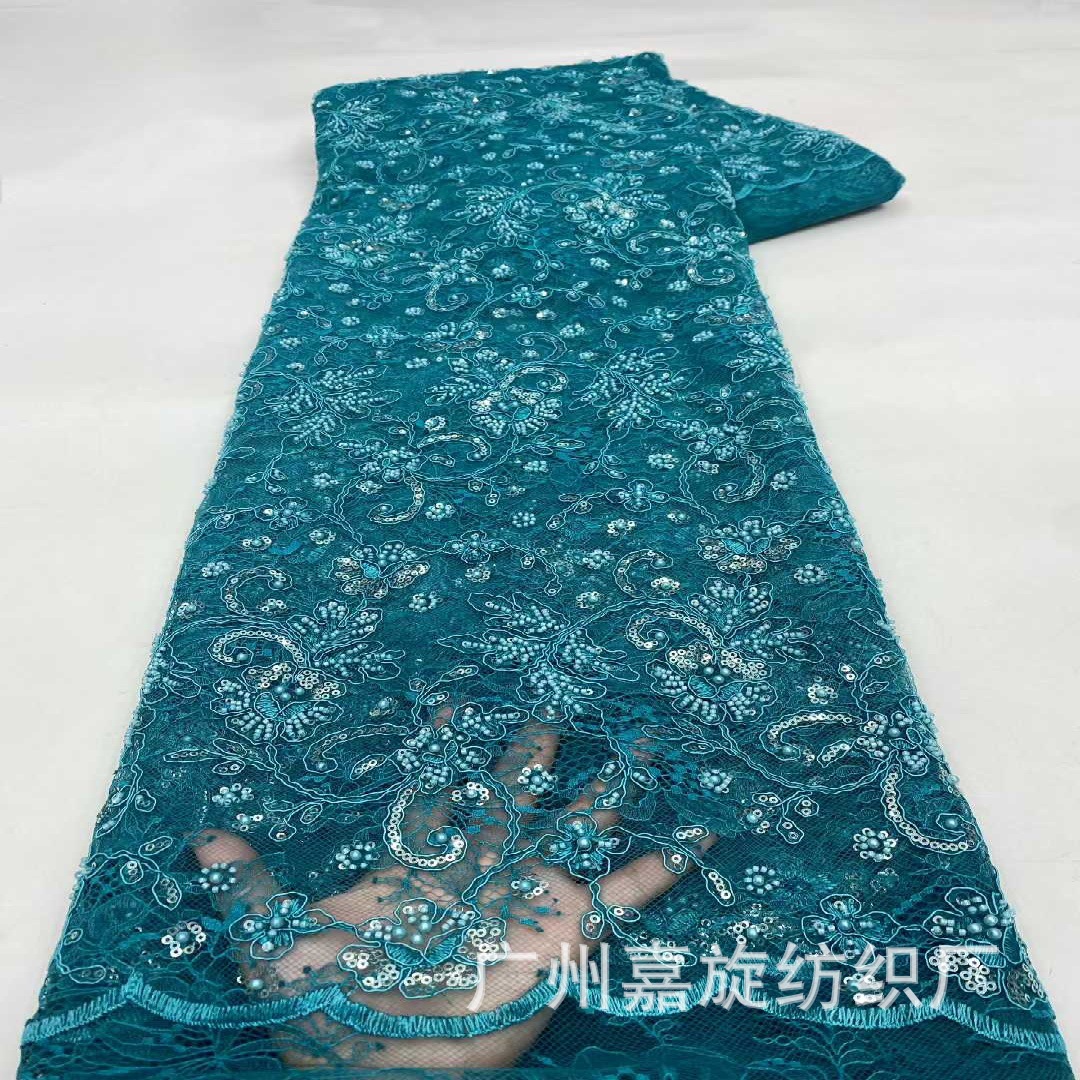 Nueva tela de encaje con lentejuelas y bordado de cordón africano y de Oriente Medio para vestidos y trajes de gala.