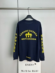 24SS CH重工梵文印花橙色十字架长袖T恤情侣款
