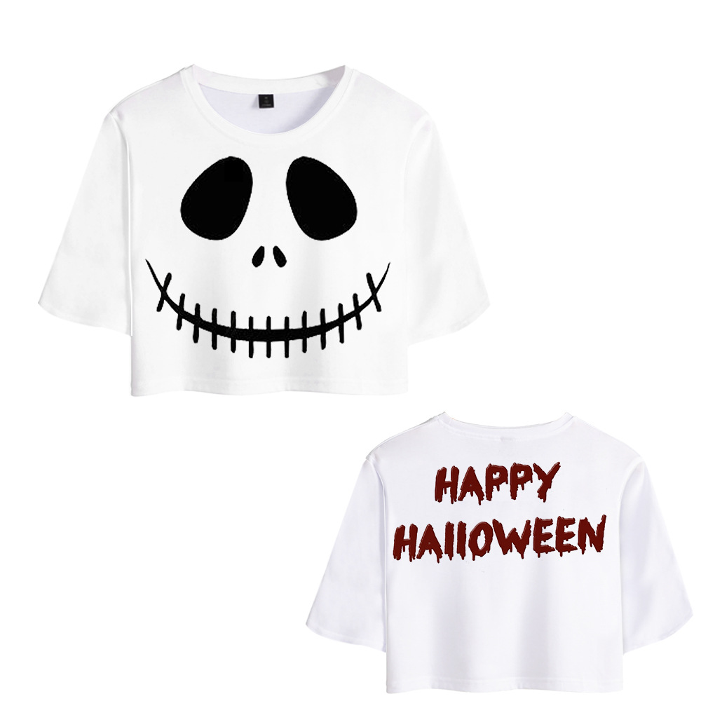 Mujeres Playeras Manga Corta Camisetas Impresión Sexy Murciélago Esqueleto Cráneo display picture 5