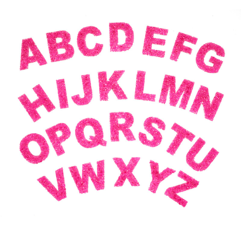 新款熱熔膠網26個英文字母燙鑽布貼服裝補丁貼刺繡布貼DIY燙圖