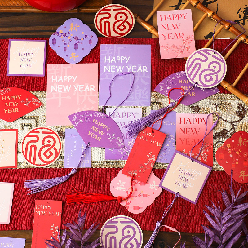 2025蛇年福气卡片流苏挂卡吊卡福桶年宵发财树祝福贺卡新年礼物卡