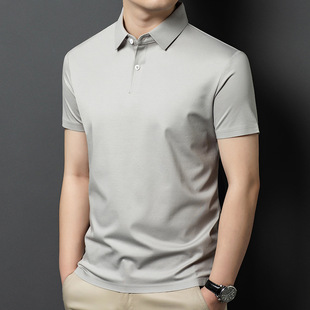 Main push brand 100 double-sided mercerized cotton short sleeve polo shirt men's 2025 summer casual lapel men's t-shirt