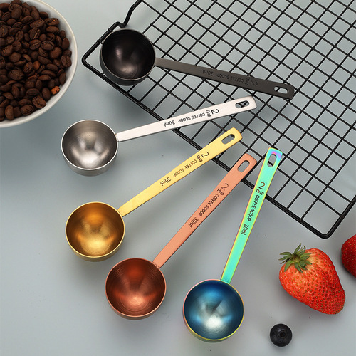 304 stainless steel milk powder spoon with scale long handle spoon 15ML30ML measuring spoon roasting tool coffee bean measuring spoon