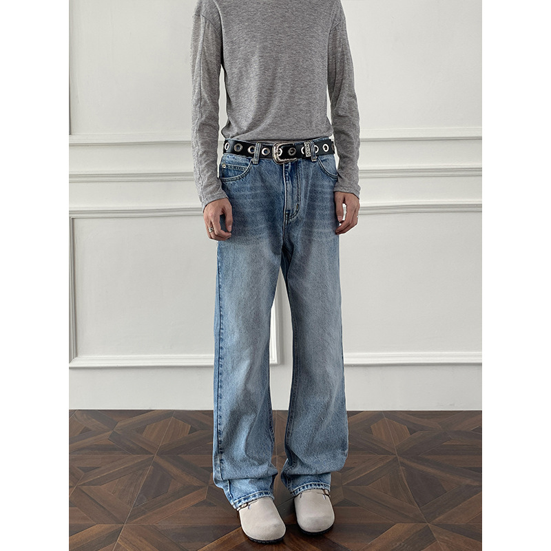 "Herren Retro Slim-Fit Flared Jeans – Vintage-inspirierte Straight-Leg-Jeans für Casual & Streetwear (Größen M-5XL, Classic Blue Wash)"_voghion.com