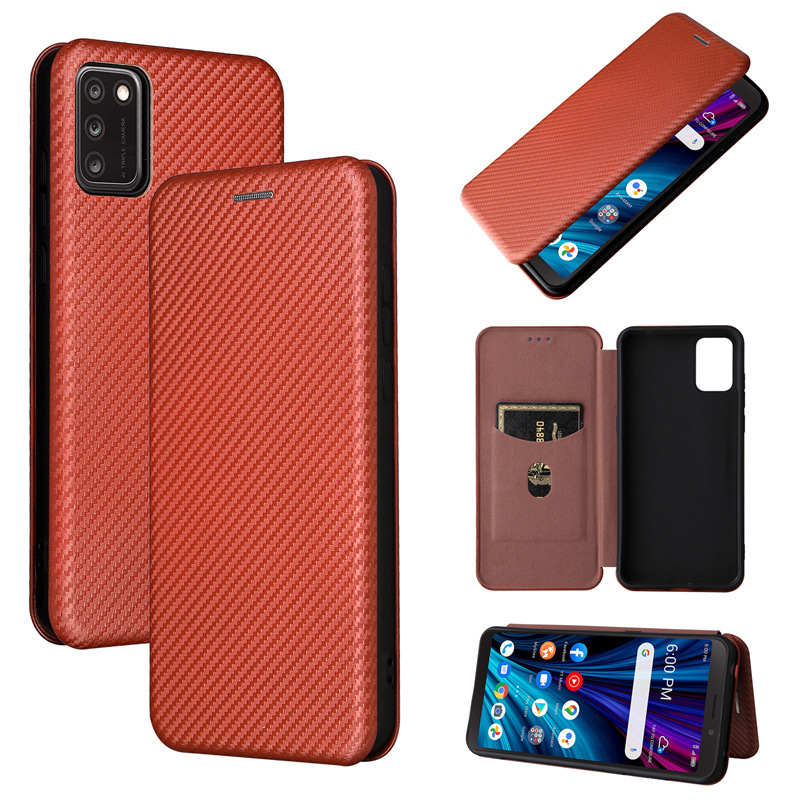Applicable to TCL A3X carbon fiber multi-card flip leather phone case tcl a3x neutral card plug-in Eurasian protective case