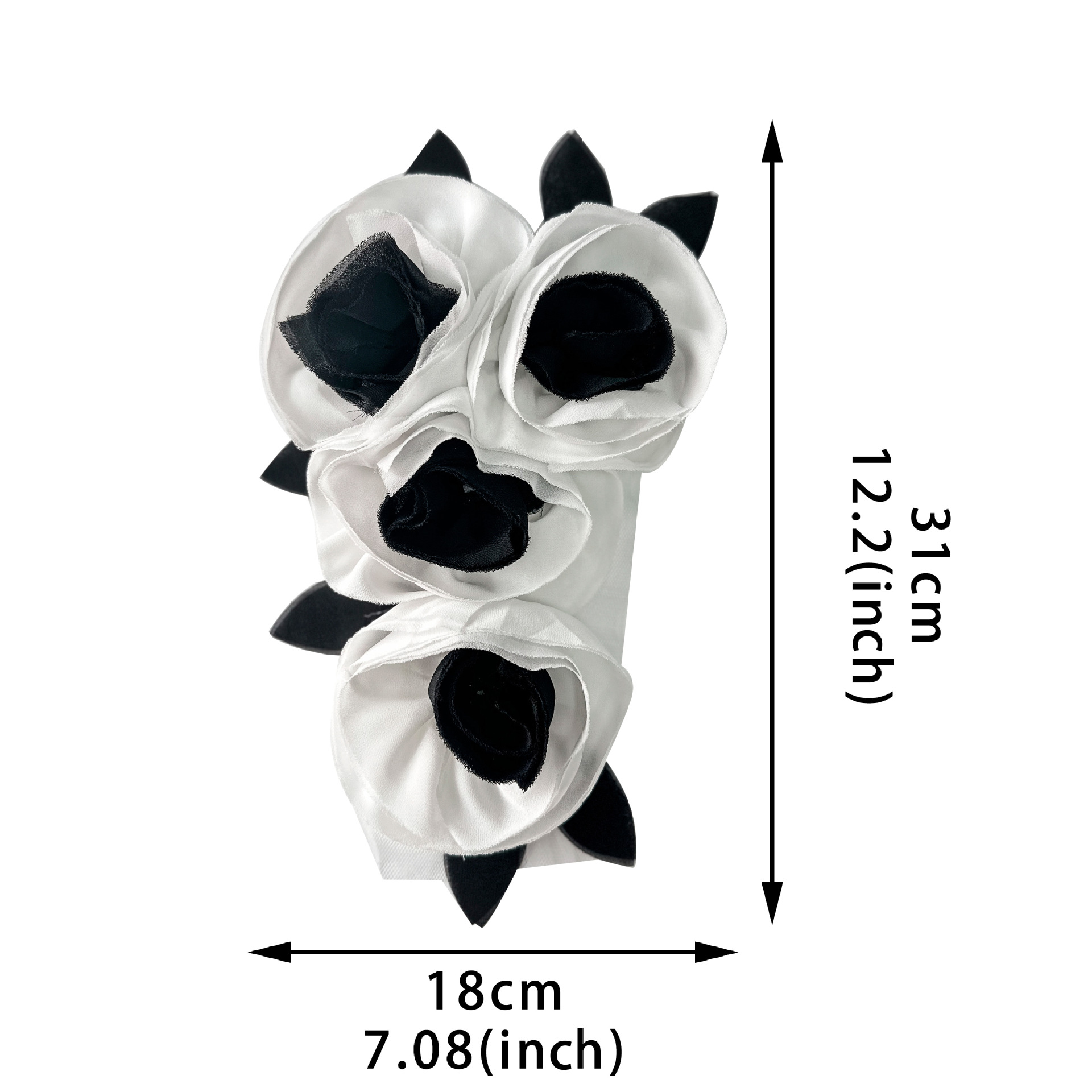 Flores blancas y negras cosidas a mano materiales de flores de pecho falsas DIY toque de cabello camisa vestido decoración