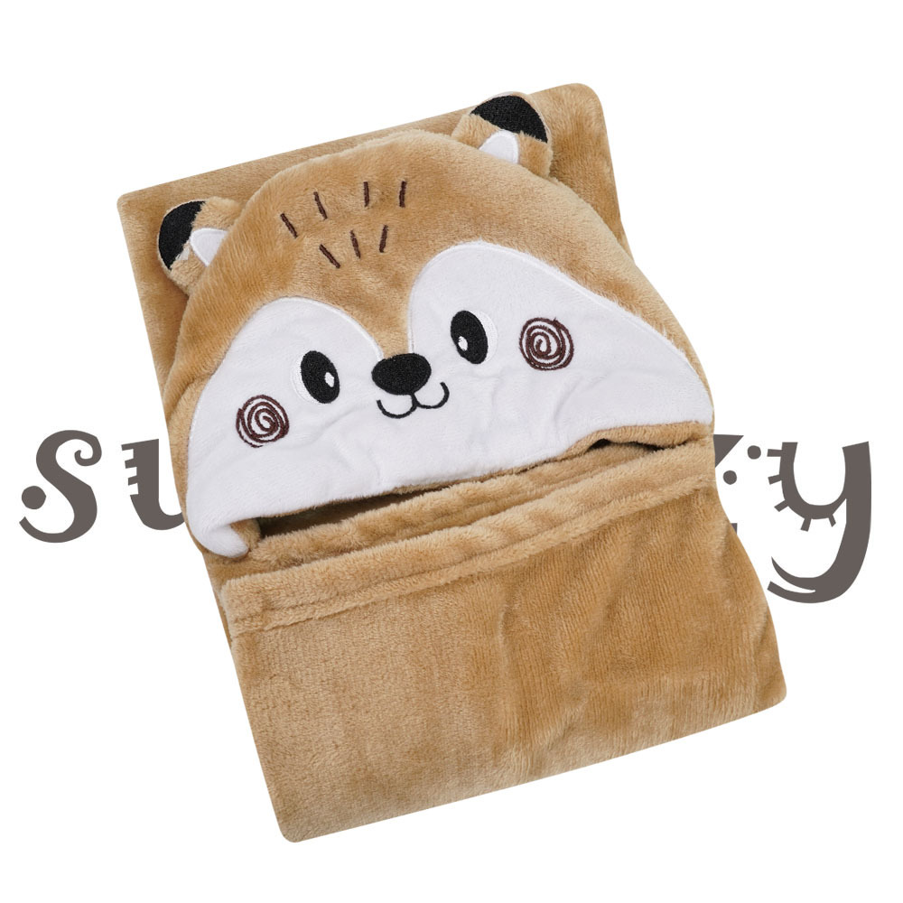 Manta de Coral para Bebés Sunnozy, Universal para Todas las Estaciones, con Capucha, Diseño de Dibujos Animados, Suave