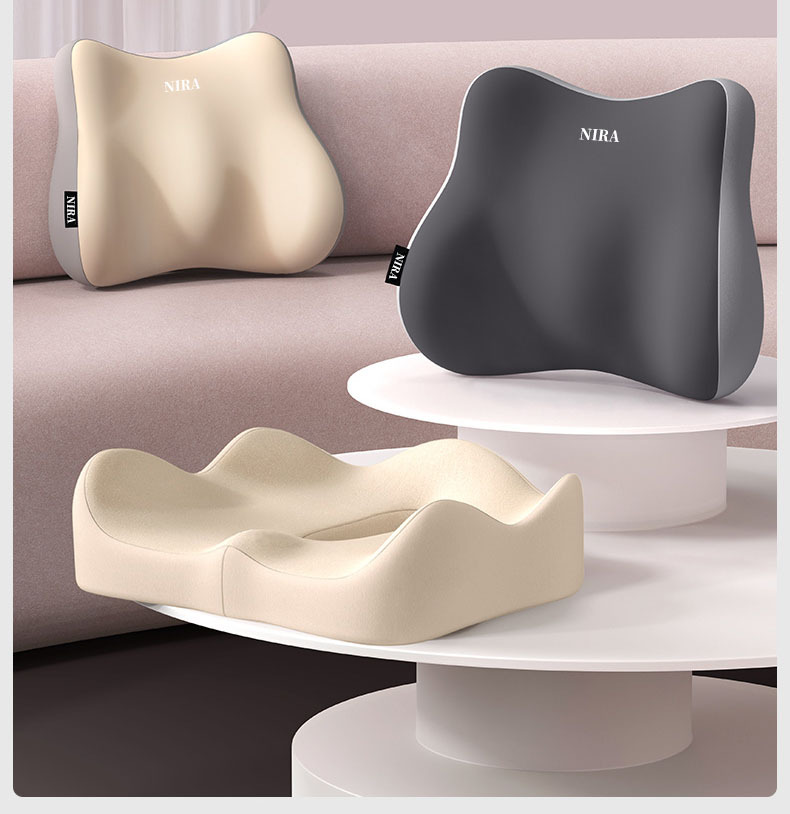 Cross-Border Wholesale Cushion, Memory Foam Cushion, Long-Term Sitting, Not Tired, Backrest Integrated Cushion, Breathable Butt Cushion, Lumbar Support Set