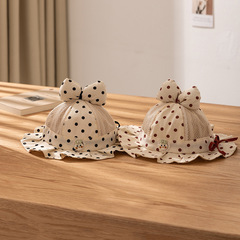 嬰兒帽子夏季防曬帽可愛蝴蝶結波點網紗漁夫帽卡通小兔女童遮陽帽