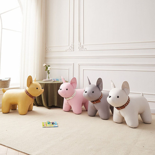 Cartoon Cute French Dog Dog Stool Children's Animal Shoe Changing Stool Internet Celebrity Living Room Light Luxury Home Door Stool