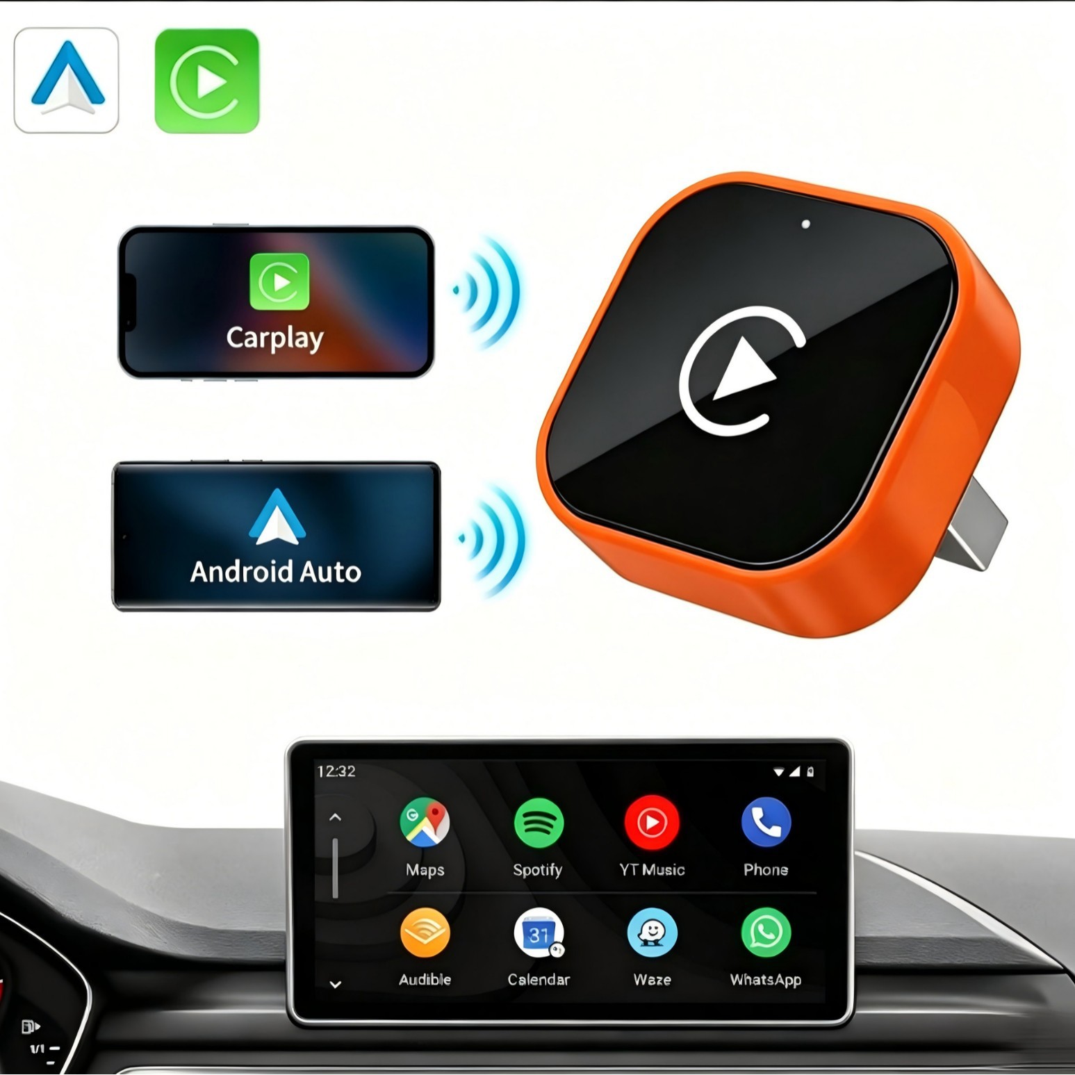 Carplay Wired to Wireless Wireless Carplay Adapter Apple Android Auto Car Conversion Box