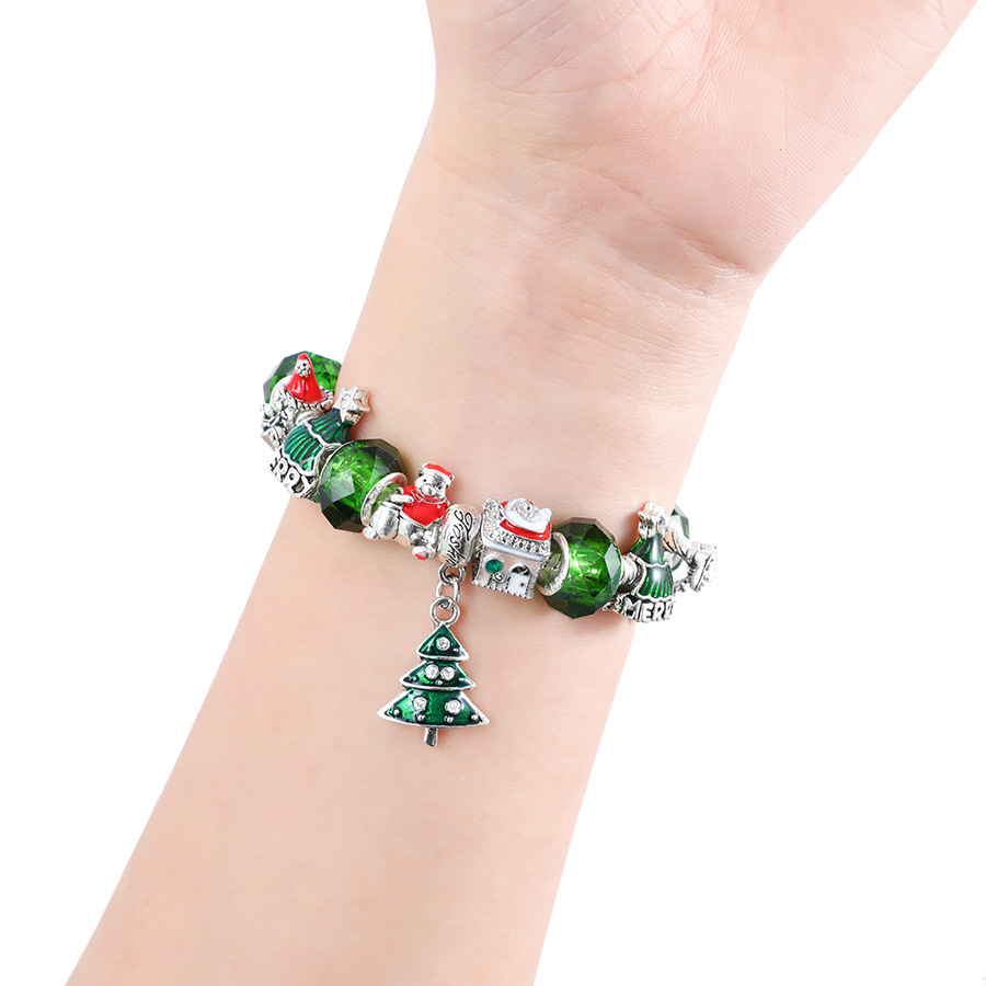 Weihnachtliche Perlenarmbänder, neue Mode, Charm-Perlenarmband, DIY-Weihnachtsbaum-Anhänger-Armband, handgefertigter Schmuck_voghion.com