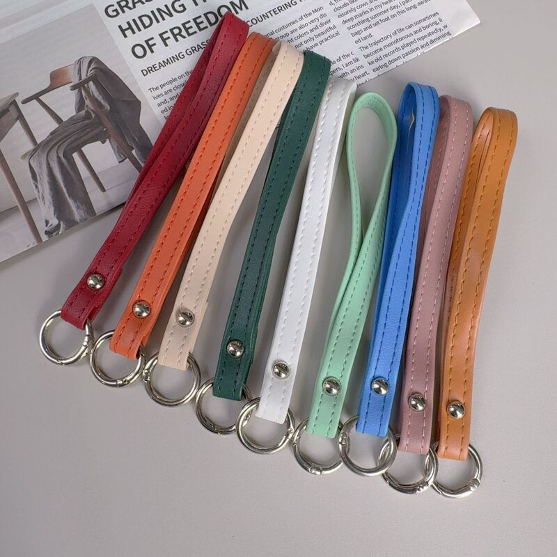 New PU leather short rope round metal ring mobile phone lanyard simple style short leather men's and women's phone case rope portable rope New PU leather short rope round metal ring mobile phone lanyard simple style short leather men's and women's phone case rope portable rope