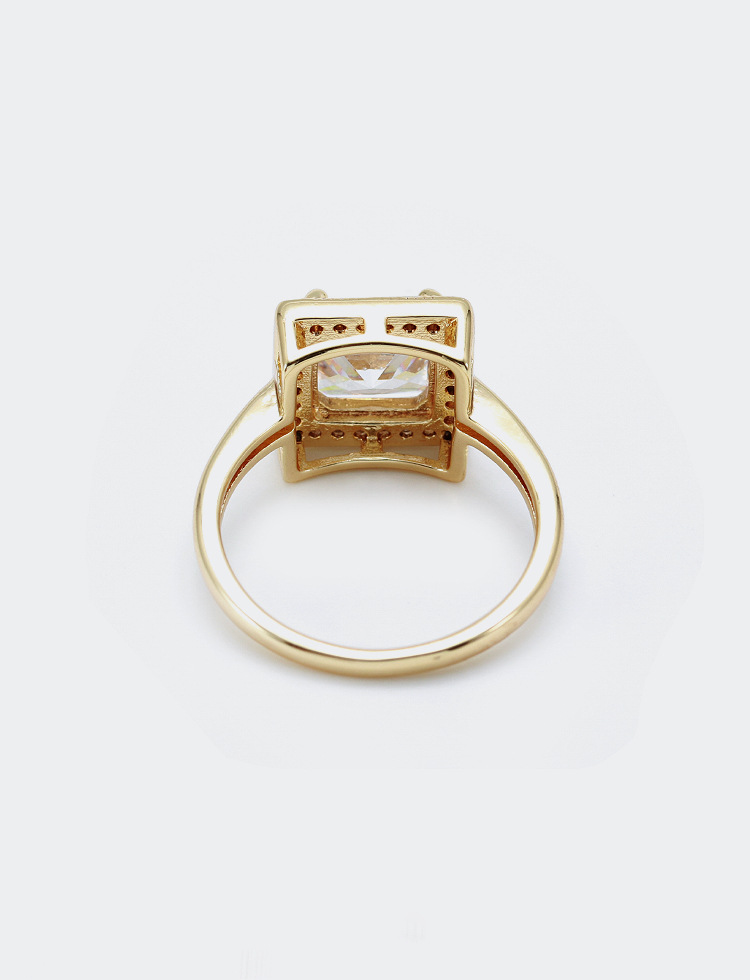 Fashion White Square Zircon Gold Plated Ring Wholesale display picture 4