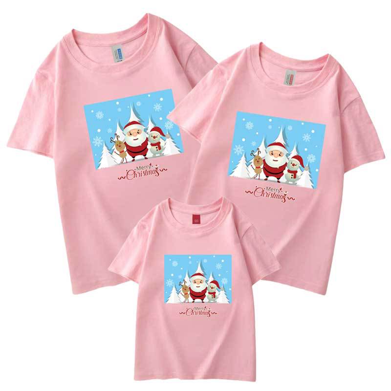 Navidad camiseta Navidad padre-niño traje Navidad muñeco de nieve manga corta Camiseta niños adultos FIESTA DE Año Nuevo uno o tres